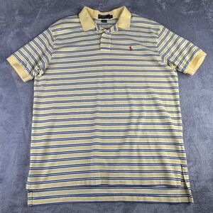 Polo Ralph Lauren Shirt Men's XL Yellow Stripe Short‎ Sleeve 100% Cotton Pony